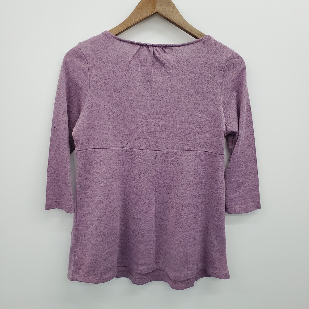 Live and Let Live Womens S Purple Paisley Embellished 3/4 Sleeve Boho Top - Picture 4 of 14
